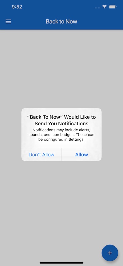 Allowing notifications in the Back To Now app