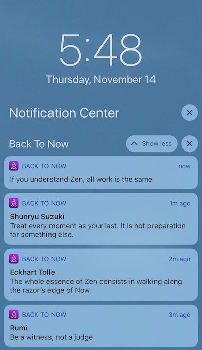 Back To Now notifications on iOS