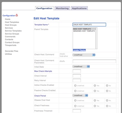 Part of a web interface written for Nagios